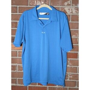 Mens Oakley Performance Stretch Polyester Golf Shirt Polo XL Blue Excellent